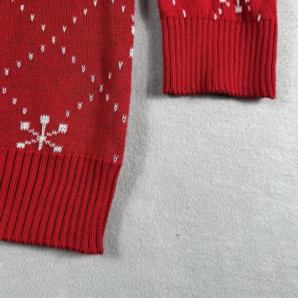 Hello Kitty Christmas Sweater Women Large 12-14 Red Snowflake Santa Holiday Knit - Picture 5 of 12